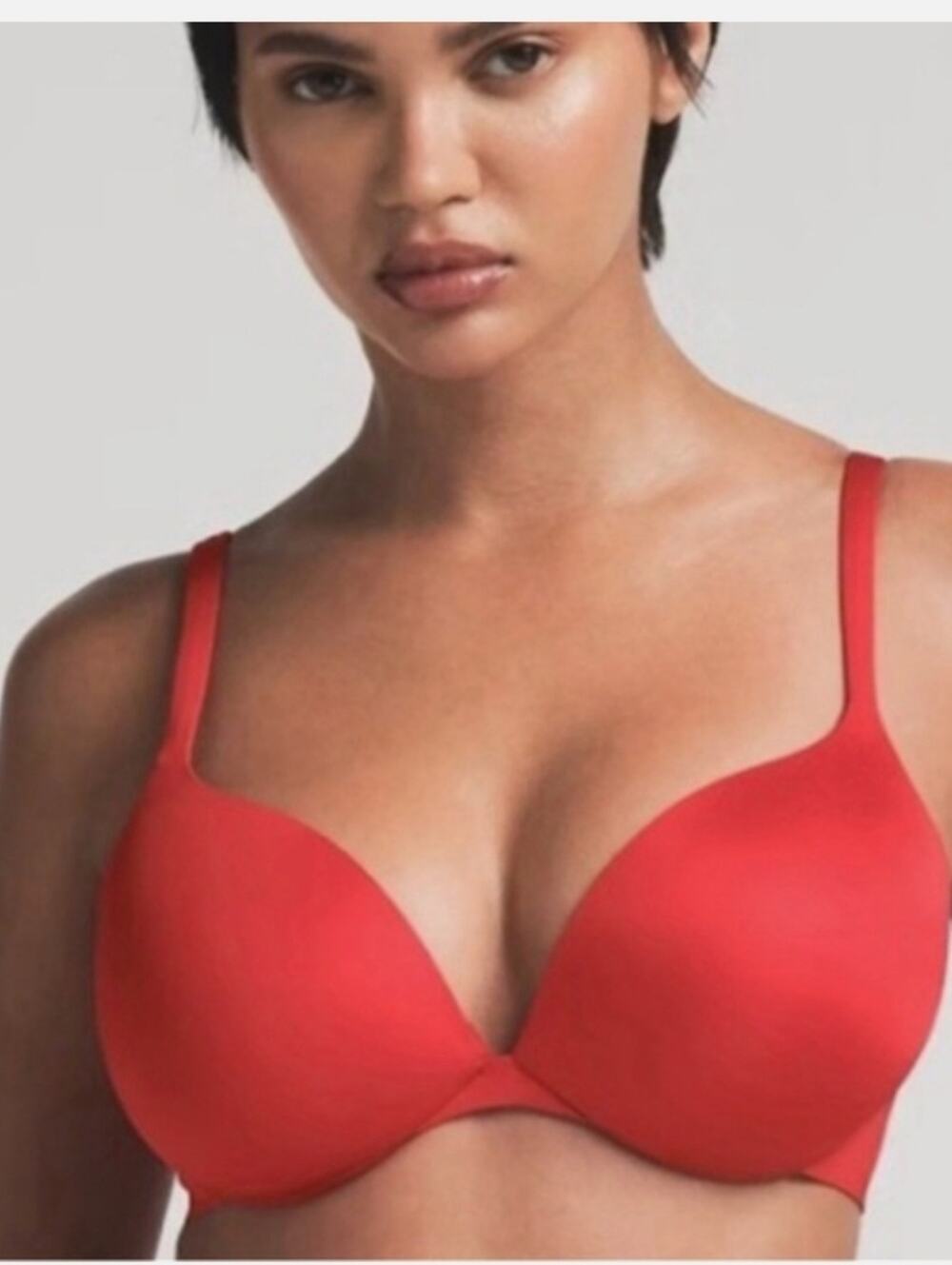 SKIMS Ultimate Push Up Plunge Bra Cayenne Red Microfiber NWT Size 34C